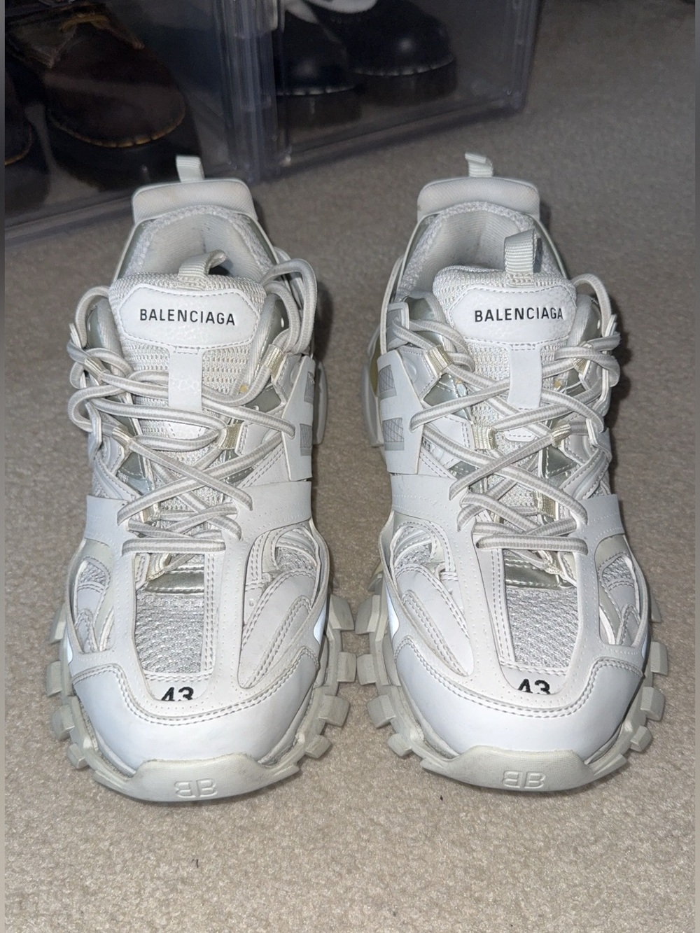 Balenciaga White Multi-Layer Track Sneakers (UNISEX) US Men’s 10/ US Women’s 11